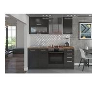 LASSEN Cuisine complete L 180 cm avec meuble four et plans de travail - Gris Matera gris G