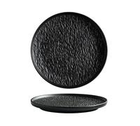L'assiette à steak givrée en céramique est exquise et pratique pour un usage domestique - 25,4 cm - noir givré.