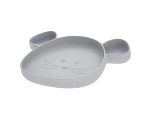 Lassig - Assiette à compartiments en silicone Little Chums Souris gris