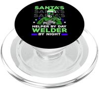 L'assistant du Père Noël, Le Jour, Le Soudeur, la Nuit, Le soudage de Noël PopSockets PopGrip pour MagSafe