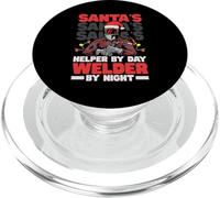 L'assistant du Père Noël, Le Jour, Le Soudeur, la Nuit, Le soudage de Noël PopSockets PopGrip pour MagSafe