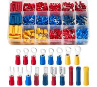 L'assortiment de 200 bornes de connecteurs de fil à sertir isolés Chanzon contient une épissure bout à bout, une cosse mâle et femelle, une fourchette, un anneau à déconnexion rapide, un kit assorti