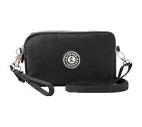 LassZone Petit sac à bandoulière en nylon léger pour téléphone portable, sac à main à 3 couches, poches zippées, dragonne pour femmes et filles, Noir , Medium