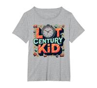 Last Century Kid Horloge rétro années 1900 avec étoiles T-Shirt, Femme Grandes Tailles, Gris Chiné, 2X