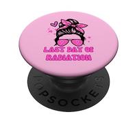 Last Day of Radiation Chignon désordonné Sensibilisation au Cancer du Sein Rose PopSockets PopGrip Adhésif