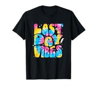 Last Day Vibes Tie Dye Lettrage Rétro Fin De L'été Scolaire T-Shirt