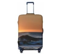 Last Sun Rays of Over The Sea Waves Housse de protection élastique pour valises de 45,7 à 81,3 cm, Noir , S