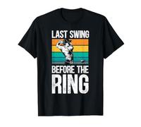 Last Swing Before The Ring Golfeur Golf Engagement T-Shirt Graphique avec Valeur, Homme, Noir, M