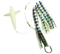 Lastdaytime Ensemble d'appâts artificiels en forme de calamar pour pêche à la traîne en eau salée, leurres de pêche UV avec plongeur de 12,7 cm et teasers souples de 15,2 cm et 22,9 cm, hameçons en