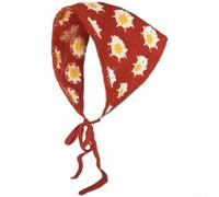 Lastdaytime Foulard rétro tricoté motif fleur creuse usage quotidien | Forme triangulaire intemporelle, broderie florale délicate, esthétique vintage élégante, tissu en laine douce