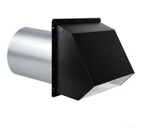 Lastdaytime Hotte d'évacuation murale en acier galvanisé avec écran en maille d'acier et amortisseur à ressort pour une meilleure circulation de l'air et la défense contre les intempéries (noir)