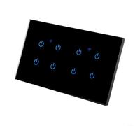 Lastdaytime Interrupteur mural intelligent pour application Tuya - Télécommande compatible avec 2,4 GHz WiFi 10 A 220 V - Panneau en verre trempé (8 gang-noir)