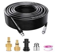 Lastdaytime Kit de tuyau de nettoyage de canalisations flexible, outil de débouchage de tuyau avec buse d'eau pour nettoyeur haute pression, nettoyage facile (15 m)