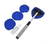 Lastdaytime Kit d'outils de nettoyage rétractable pour pare-brise de voiture avec tampon en microfibre, flacon pulvérisateur et chiffons de lavage pour vitres intérieures et extérieures (bleu)