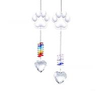 Lastdaytime Lot de 2 attrape-soleil en verre transparent, avec motif empreintes de pattes pour se souvenir des pertes d'animaux de compagnie et effets de lumière réconfortants (1)