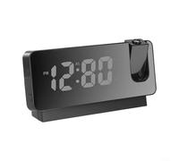 Lastdaytime Réveil numérique à projection LED, alimenté par USB, affichage de la température avec rotation à 180 degrés, fonction snooze (noir)