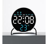 Lastdaytime Réveil numérique avec double alarme, répétition, luminosité réglable, compte à rebours, minuteur, batterie ou alimentation secteur pour chambre à coucher (2813 vert circulaire)