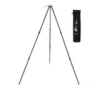 Lastdaytime Trépied de camping réglable en aluminium de 105 cm, support portable pour feu de camp avec sac de transport (noir)