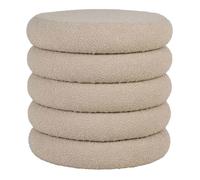 LASTIK - Pouf-Coffre Rond en Tissu Bouclé Beige