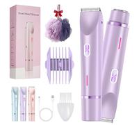Lastlargely 2-in-1 Women's Body Shaver, Plothuge Shaver, Groin Trimmer for Men Women, Dual-Head Electric Razor for Underarms, Legs, Arms, IPX7 Waterproof, Wet & Dry Use (Purple)