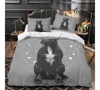 L'astrologie canine Housse de Couette Imprimé en 3D Microfibre Hypoallergique Léger Mystique en noir et blanc Parure de Lit Fermeture Éclair Super Douce Confortable for Garçon Single（140x200cm）