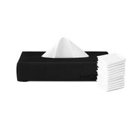 LastTissue® Boîte à mouchoirs réutilisable LastTissue - avec 18 lingettes en coton biologique doux, un porte-mouchoirs écologiques et durables et des mouchoirs en papier pour le nez (Noir)