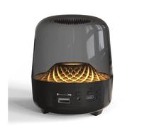LASUFHC Enceinte Bluetooth basse transparente en verre transparent avec carte TF FM AUX Audio LED Light