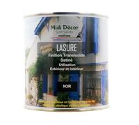 Lasure acrylique noire à séchage rapide pour bois intérieur et extérieur 500 ml - 6 m² (Midi Decor)