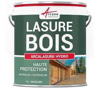 Lasure Bois Extérieur et Intérieur - Protection Bois Longue Durée Hydrofuge Anti-UV - Idéale Terrasse, Bardage, Chalet et Mobilier Bois - 1 L Incolore - ARCANE INDUSTRIES