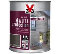 Lasure Bois V33 Haute Protection Couleur Gris Anthracite Mat 1L