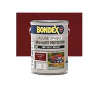BONDEX - Lasure Opaque Très Haute Protection - Protège et Décore - Direct tous bois - Rendu parfait sans trace - 5 L - Rouge Basque RAL 3004
