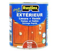 Lasure Satinée pour bois Extérieur et Intérieure Teck, Séchage Rapide Finition Vernis Teinté 500ml - 7m² (Rustins)