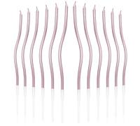 lasuroa 12pcs Bougies Spirales pour Gâteau, Bougies Minces Longues Torsadées avec Support pour Anniversaire, Mariage, Fête, Décoration Cupcake (Rose)