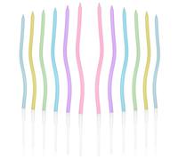 lasuroa 12pcs Bougies Spirales pour Gâteau, Bougies Minces Longues Torsadées avec Support pour Anniversaire, Mariage, Fête, Décoration Cupcake (Coloré)