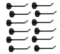 lasuroa 12pcs Crochets Magnétiques, 7cm Puissants Crochets Aimantés Puissants Suspendre des Objets Lourds Jusqu'à 0,5 kg pour Réfrigérateur Garage Cuisine (Noir)