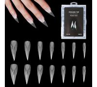 lasuroa 140pcs Forme Ongle pour Gel, 14 Tailles Transparent Griffes d'Aigle Réutilisables Courbes de Faucon pour Manucure d'Halloween Design Artistique Salon de Coiffure DIY