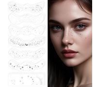 lasuroa 16pcs Temporaire Patch Taches Rousseur Paillette, Imperméable à l'Eau Tatouage Paillette Taches Brillant Autocollants Paillettes Visage pour le Festival Carnaval Fête (Argent)