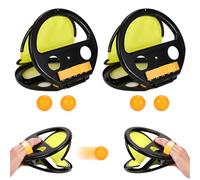 lasuroa 2 Pièces Lancer et Attraper Jeu Set, Raquette Jeu Plage Scratch Jeu de Balle de Capture Squap Jeux de Piscine Jeu de Lancer et de Capture Jeux Interactifs Parent-Enfant Construction d'Équipe