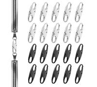 lasuroa 20pcs Mousquetons Antivol pour Fermeture Éclair, Double Ouverture Mini Mousqueton en Forme de S Fermoir Antivol Accessoires pour Bagages Sacs à Dos Sacs à Main Tentes Clés (Noir, Argent)