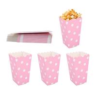 lasuroa 24pcs Mignonnes Boîtes à Pop-Corn Roses, Mini Gobelets Popcorn en Carton avec Pois Blancs Adorables Petits Seaux Popcorn pour les Fêtes Fournitures Favoris