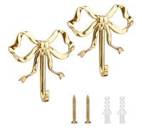 lasuroa 2pcs Crochets Muraux en Forme de Nœud, 10x9,6cm Dorées en Forme de Papillon Idéales pour Suspendre Manteaux Chapeaux Sacs Serviettes Et Tasses à Café