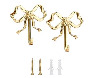 lasuroa 2pcs Crochets Muraux en Forme de Nœud, 6,6x6,4cm Dorées en Forme de Papillon Idéales pour Suspendre Manteaux Chapeaux Sacs Serviettes Et Tasses à Café