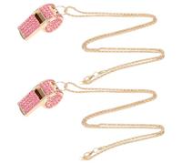 lasuroa 2pcs Whistle Bling-Bling, Métal Cristal Sifflet Strass Son Puissant et Clair Sifflet Sport avec Cordon pour Enseignant Arbitre Maître-Nageur Entraînement Basket-Ball (Or, Rose)