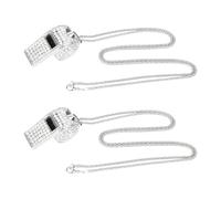 lasuroa 2pcs Whistle Bling-Bling, Métal Cristal Sifflet Strass Son Puissant et Clair Sifflet Sport avec Cordon pour Enseignant Arbitre Maître-Nageur Entraînement Basket-Ball (Argenté)