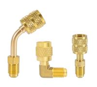 lasuroa 3pcs Adaptateur R410A pour Mini Système Split, 5/16" SAE Femelle vers 1/4" SAE Mâle Adaptateur Port Vide Charge Droit Angle à 45° et 90° pour Système CVC Climatisation Réfrigération