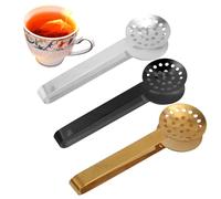 lasuroa 3pcs Pinces à Sachets de Thé, Cuillères Passoires en Acier Inoxydable Pinces à Sachets de Thé Accessoires Pratiques (Noir, Or, Argent)