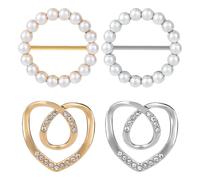 lasuroa 4pcs Anneau Écharpe pour Femme, Clip à Chemise Cravate et Boucles de Serrage la Taille Anneaux et Glissières Ronds en Forme de Cœur pour Foulards Ceintures Accessoires (Or, Argent)