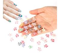 lasuroa 50 Décorations D'ongles en Forme de Fleurs, Plastique 3D Coloré Floral à Cinq Pétales Autocollants Bijoux en Strass Accessoires de Décoration pour Nail Art pour Manucure Féminine