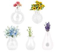 lasuroa 5pcs Magnets Mini Vases Céramique Réfrigérateur, Petits Vases Fleurs Transparents Mignons Magnets Plantes 3D comme Décoration Amusante pour Maison Bureau Cuisine & Tableau Blanc (Style D)