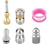 lasuroa 6pcs Kit de Buse Jet d'Égout avec Raccord Rapide & Ruban Adhésif, Acier Inoxydable Buse de Nettoyage d'Égout Outils Nettoyage d'Assainissemen pour Nettoyeur Haute Pression 5000 PSI